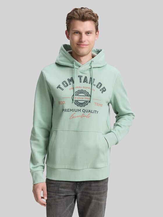Hoodie sweatshirt with logo print - dust green