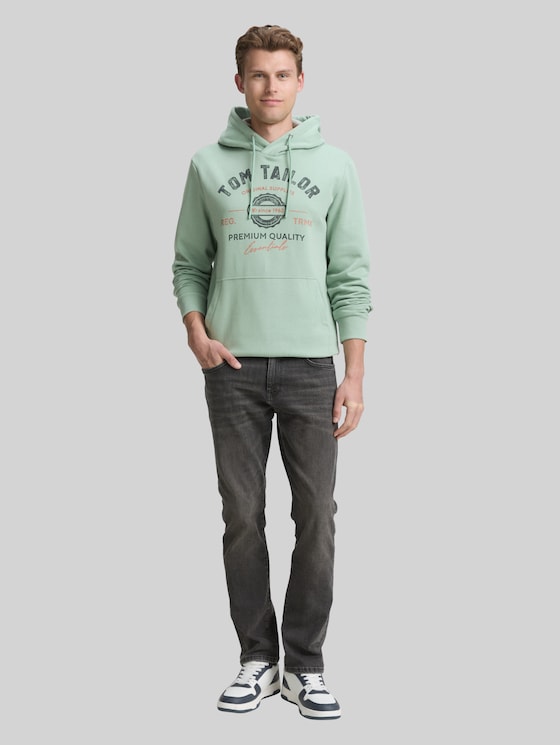 Hoodie sweatshirt with logo print - dust green
