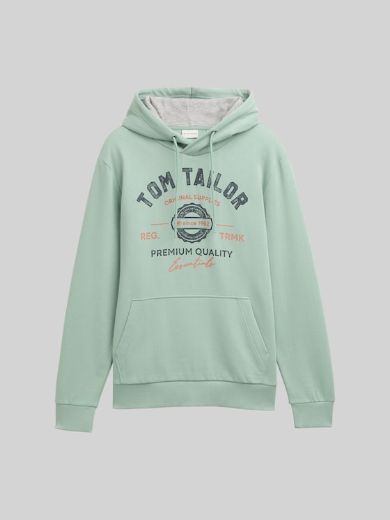 Hoodie sweatshirt with logo print - dust green