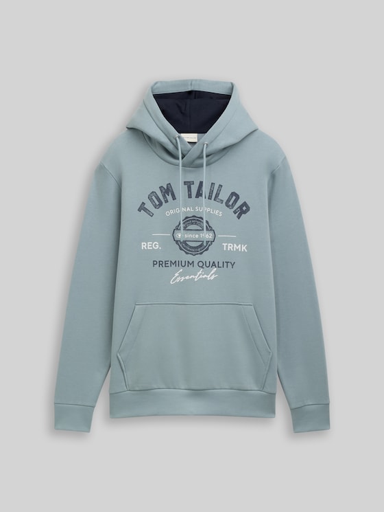 Hoodie sweatshirt with logo print - grey mint