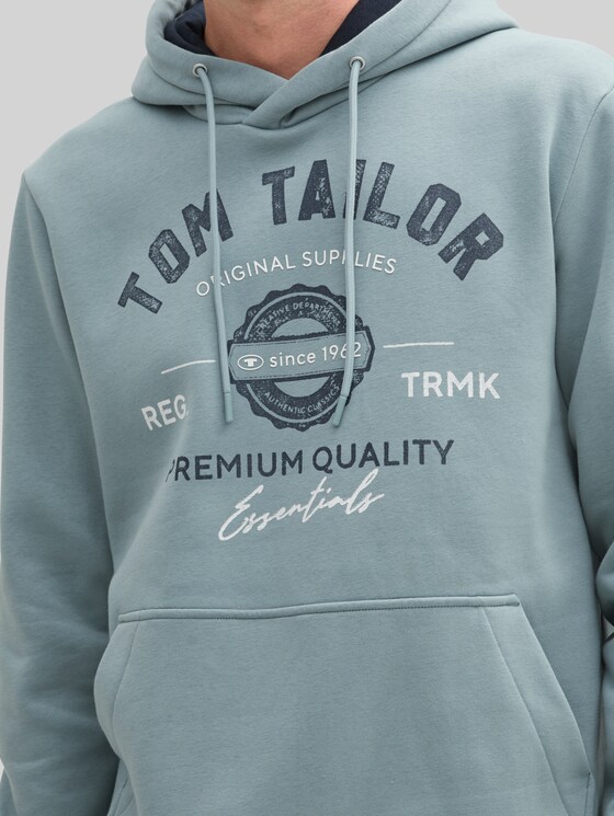 Hoodie sweatshirt with logo print - grey mint
