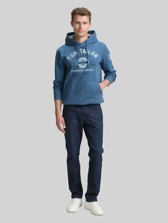 Hoodie sweatshirt with logo print - real teal blue