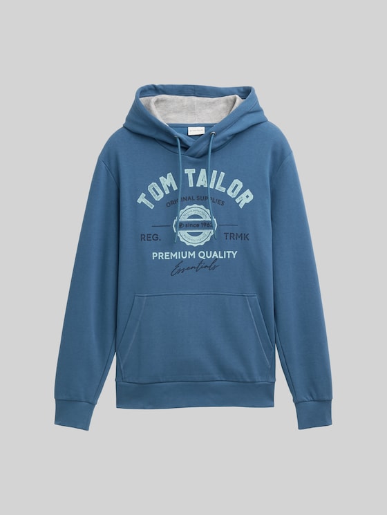 Hoodie sweatshirt with logo print - real teal blue