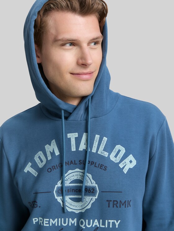 Hoodie sweatshirt with logo print - real teal blue