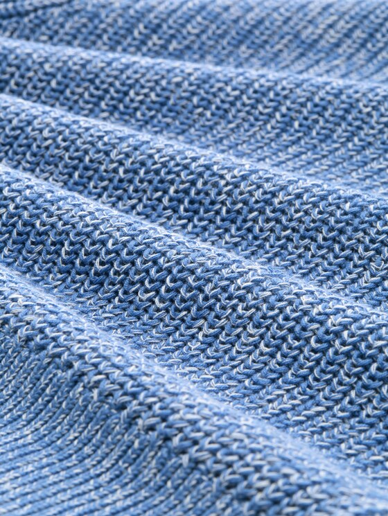 Knitted jumper with slightly puffed sleeves - sicilian blue melange