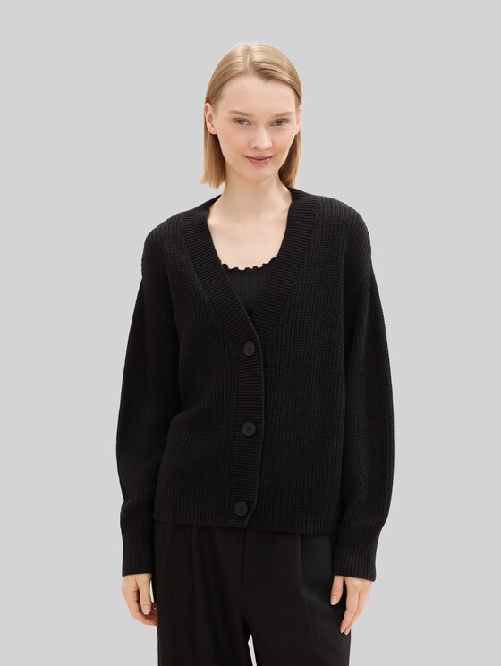 Cardigan with V-neck - deep black