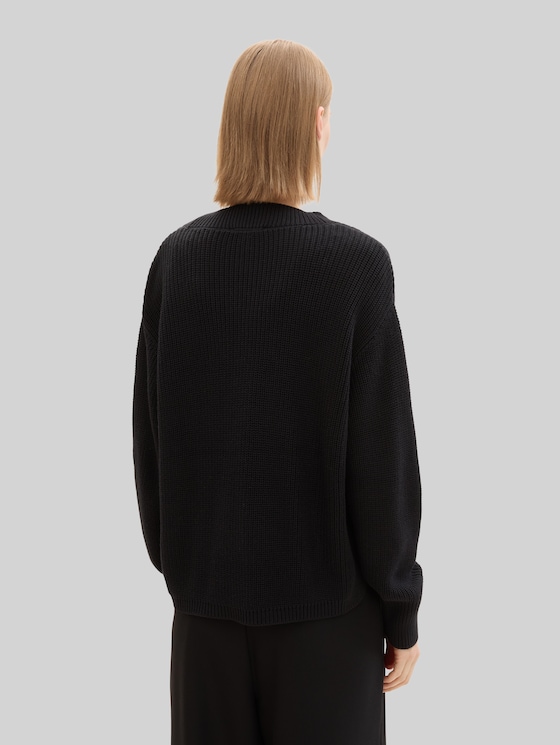 Cardigan with V-neck - deep black
