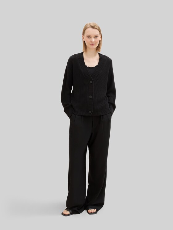 Cardigan with V-neck - deep black