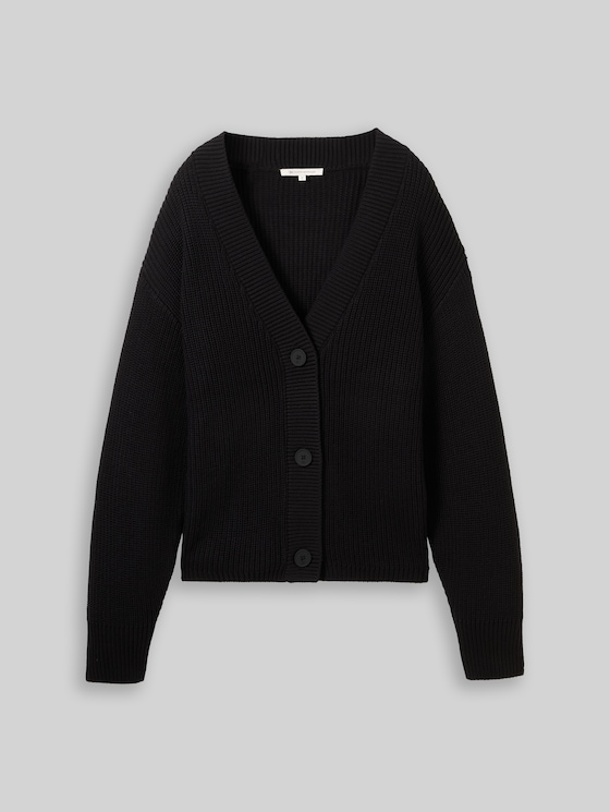 Cardigan with V-neck - deep black