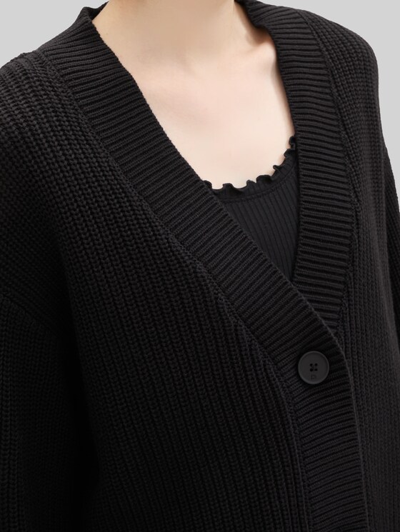 Cardigan with V-neck - deep black