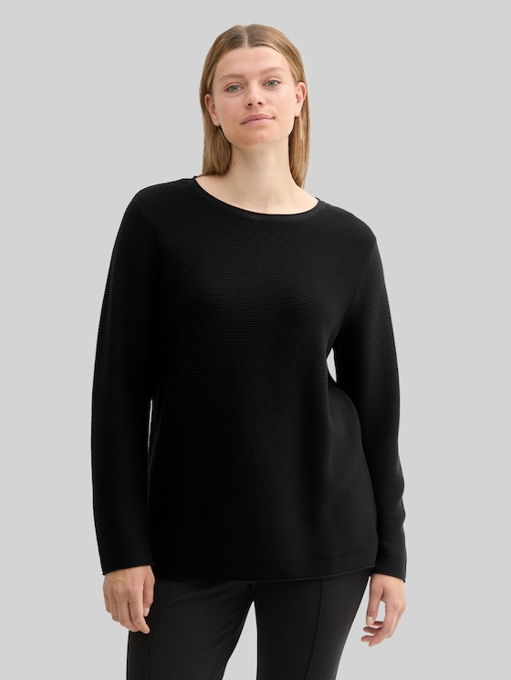 Plus Size - Knitted jumper made from organic cotton - deep black