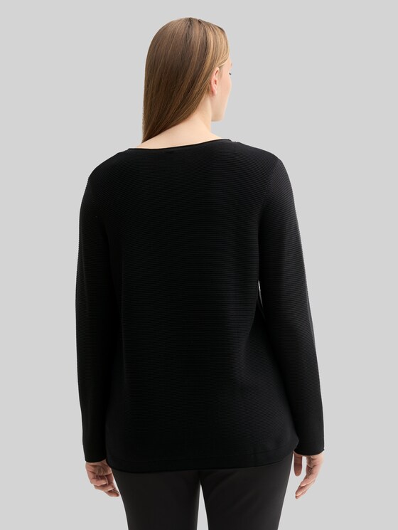 Plus Size - Knitted jumper made from organic cotton - deep black