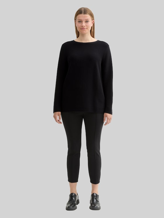 Plus Size - Knitted jumper made from organic cotton - deep black