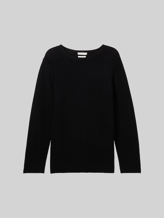 Plus Size - Knitted jumper made from organic cotton - deep black