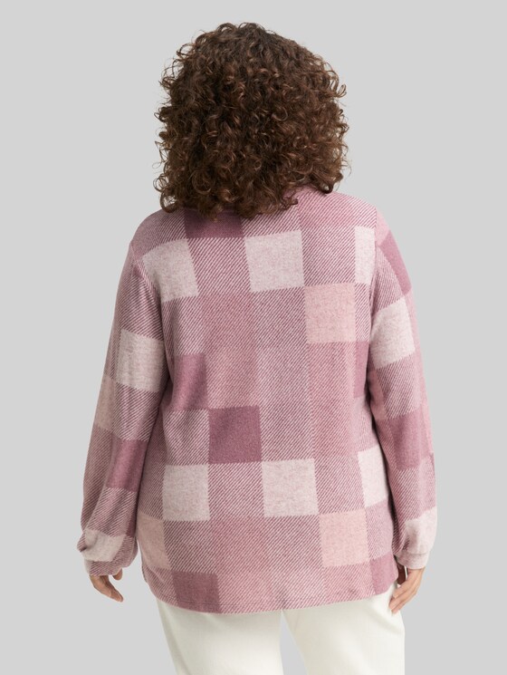 Plus Size - long-sleeved shirt with pattern - berry cosy check