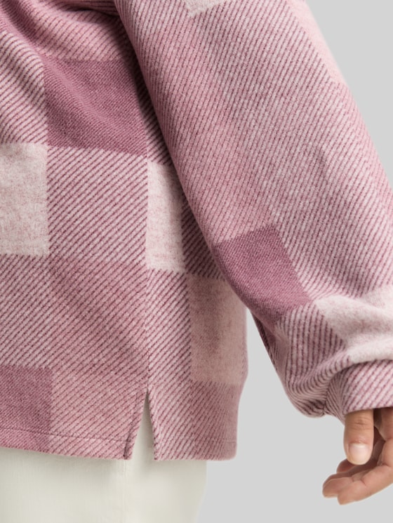 Plus Size - long-sleeved shirt with pattern - berry cosy check