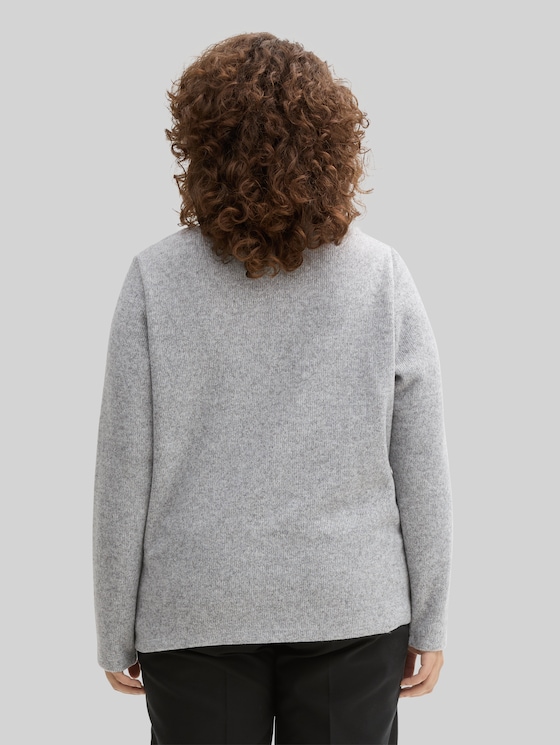 Plus Size - Soft-touch sweatshirt with button details - medium silver grey melange