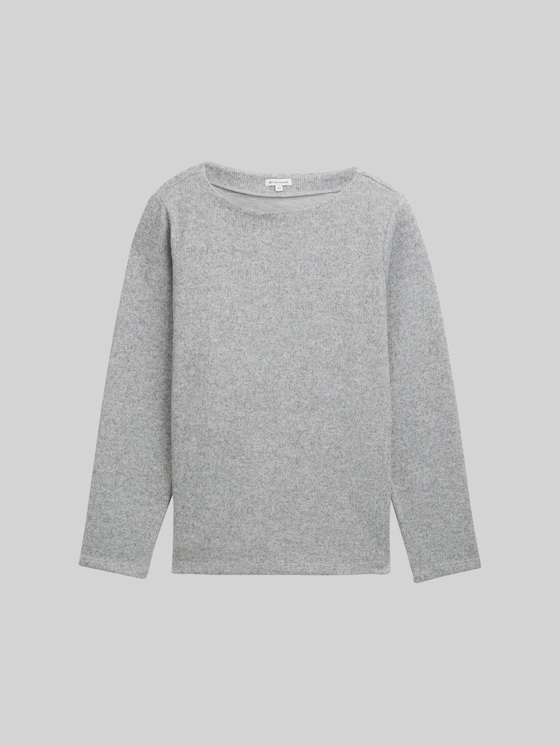 Plus Size - Soft-touch sweatshirt with button details - medium silver grey melange