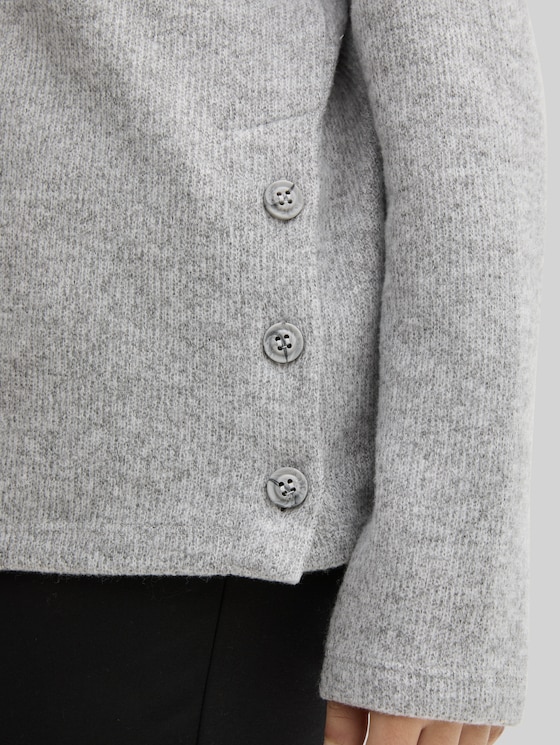 Plus Size - Soft-touch sweatshirt with button details - medium silver grey melange
