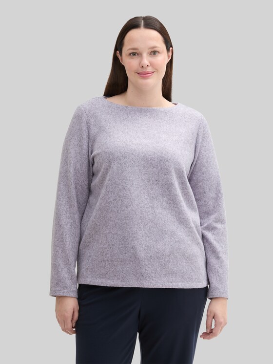 Plus Size - Soft-touch sweatshirt with button details - soft lavender melange