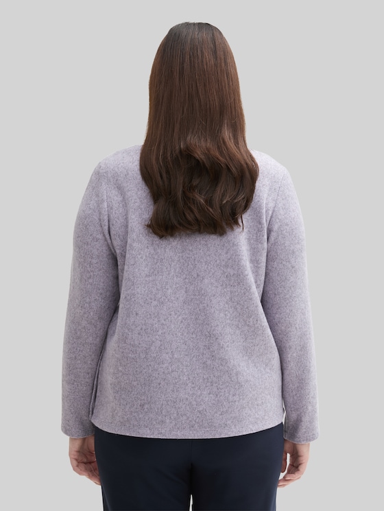 Plus Size - Soft-touch sweatshirt with button details - soft lavender melange