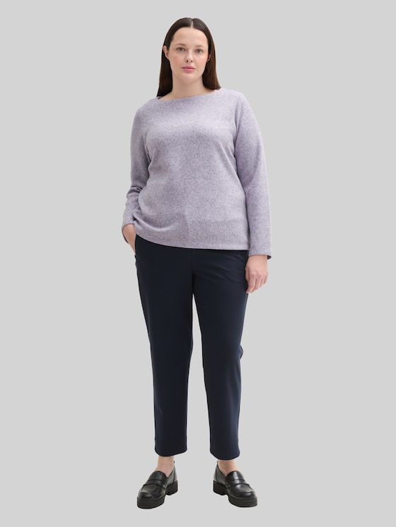 Plus Size - Soft-touch sweatshirt with button details - soft lavender melange