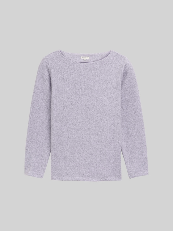 Plus Size - Soft-touch sweatshirt with button details - soft lavender melange