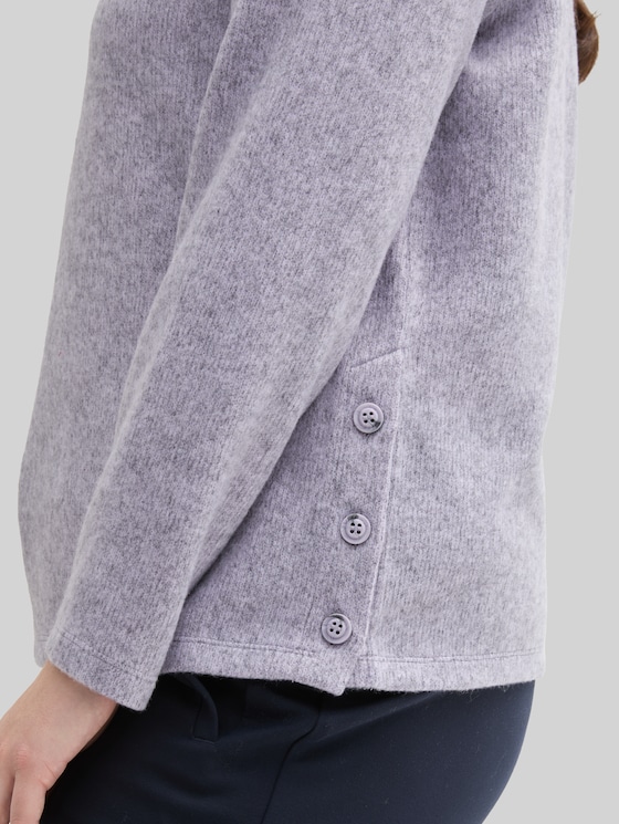 Plus Size - Soft-touch sweatshirt with button details - soft lavender melange