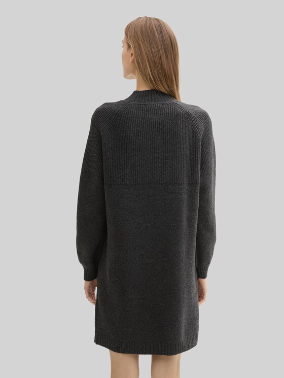 Knitted dress with stand-up collar - Shale Grey Melange