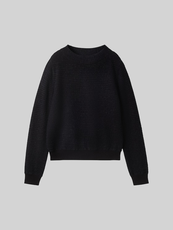 Knitted jumper in feather yarn - deep black