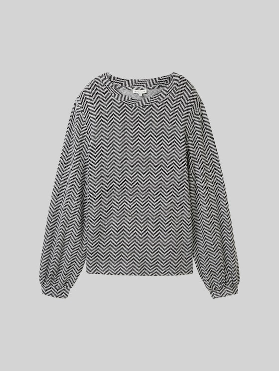 Long-sleeved shirt with pattern - printed heringbone structure