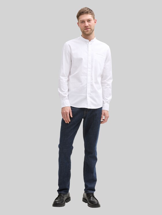 Fitted Oxford shirt with breast pocket - White