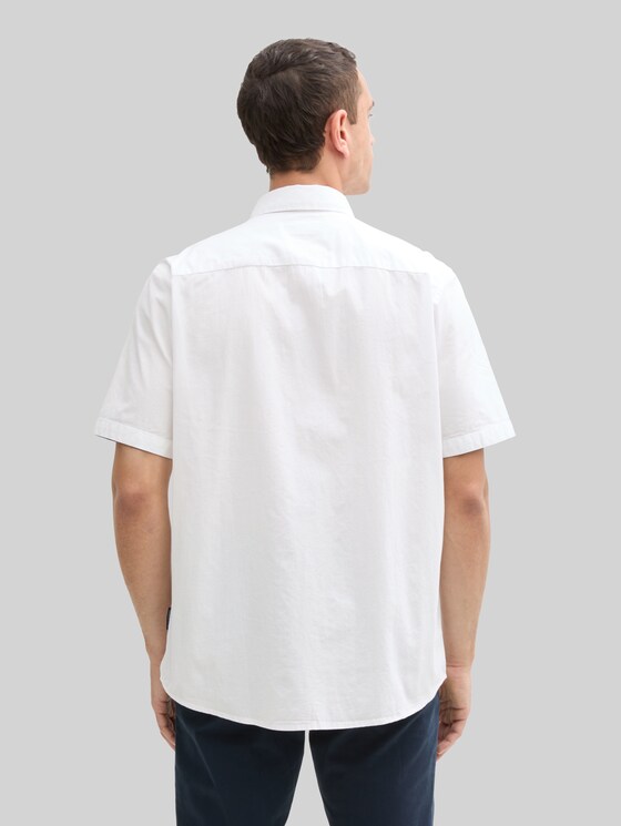 Regular fit short sleeve shirt with breast pocket - White