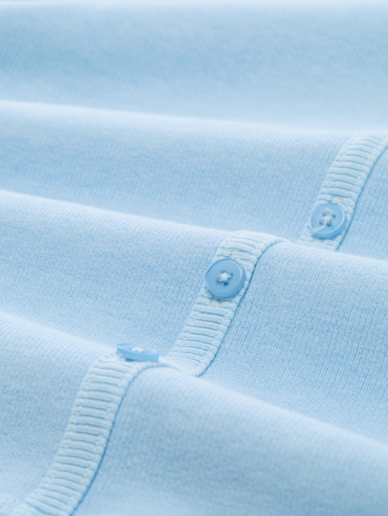 Long-sleeved shirt with decorative button placket - dusty sky blue