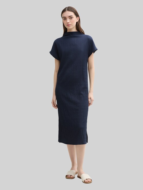 Midi dress with stand-up collar - sky captain blue