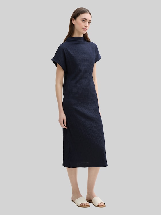 Midi dress with stand-up collar - sky captain blue