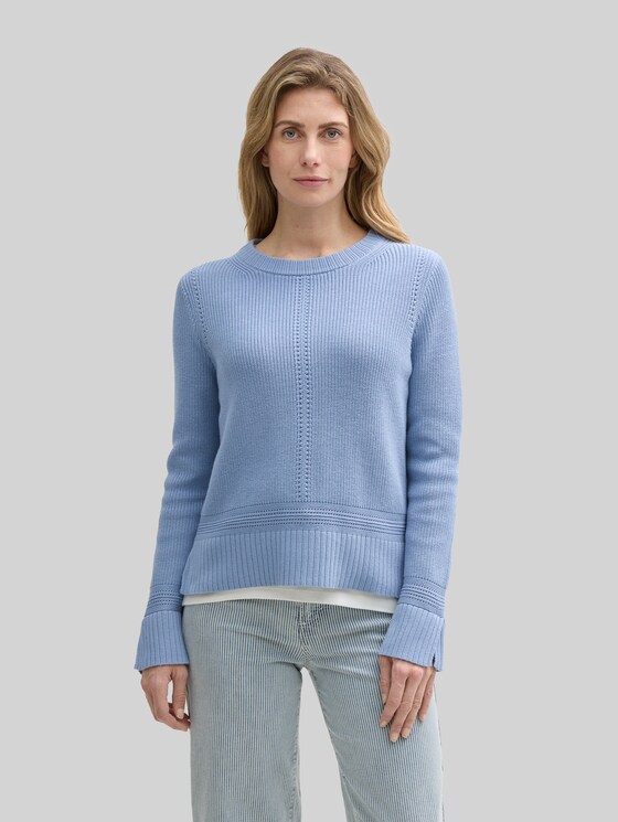 Knitted jumper with slit details - flawless blue