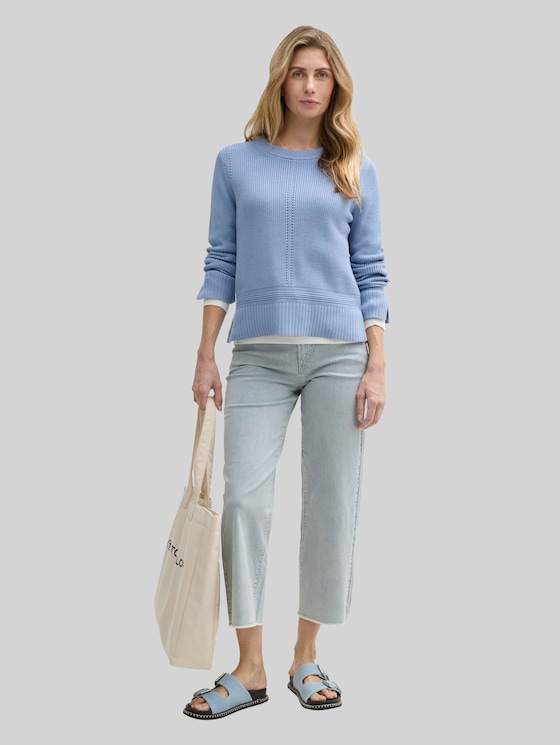 Knitted jumper with slit details - flawless blue