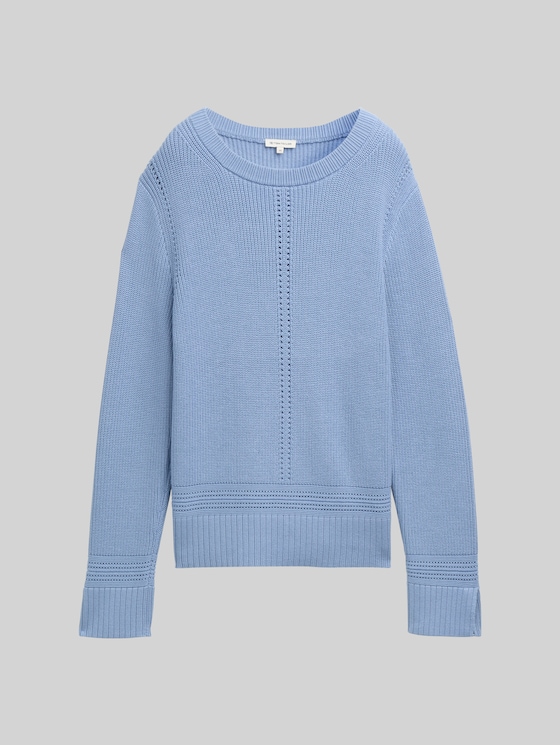 Knitted jumper with slit details - flawless blue
