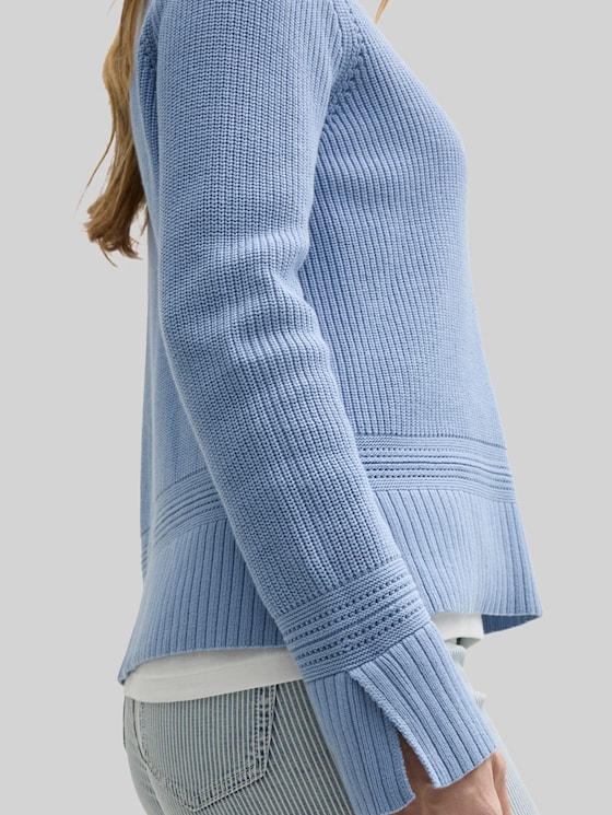 Knitted jumper with slit details - flawless blue