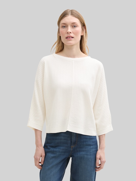 Loose-fit knitted jumper - Whisper White
