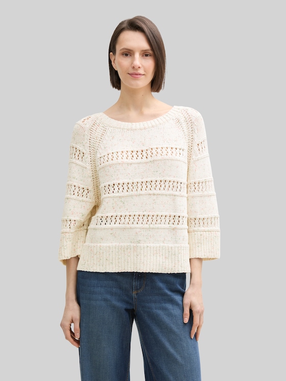 Loose-fit knitted jumper - colourful green coral design