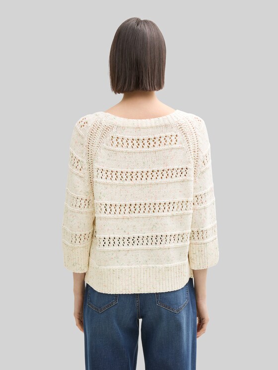 Loose-fit knitted jumper - colourful green coral design