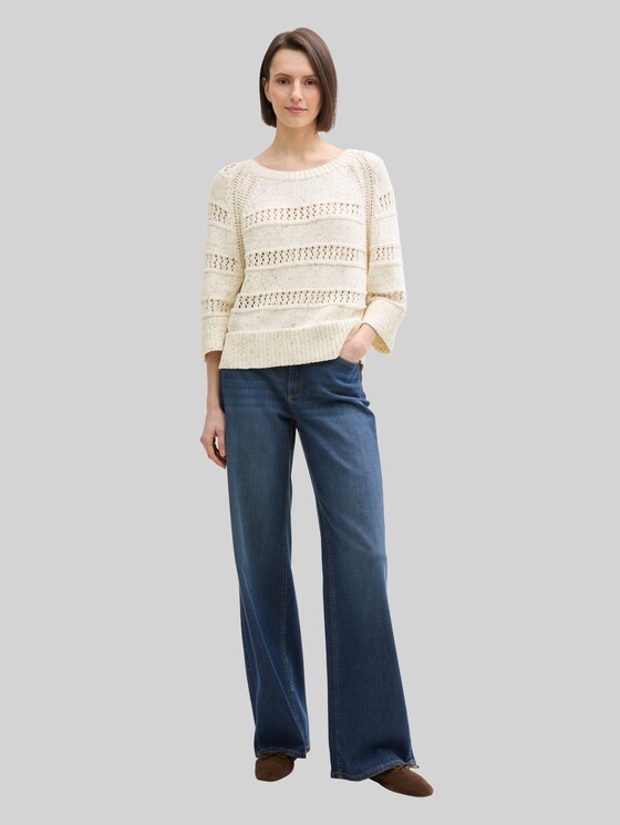 Loose-fit knitted jumper - colourful green coral design