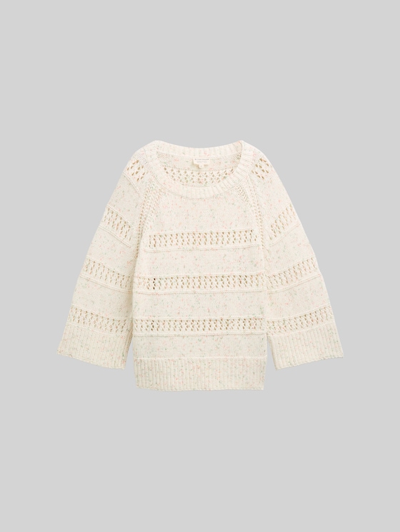 Loose-fit knitted jumper - colourful green coral design