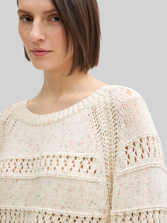 Loose-fit knitted jumper - colourful green coral design