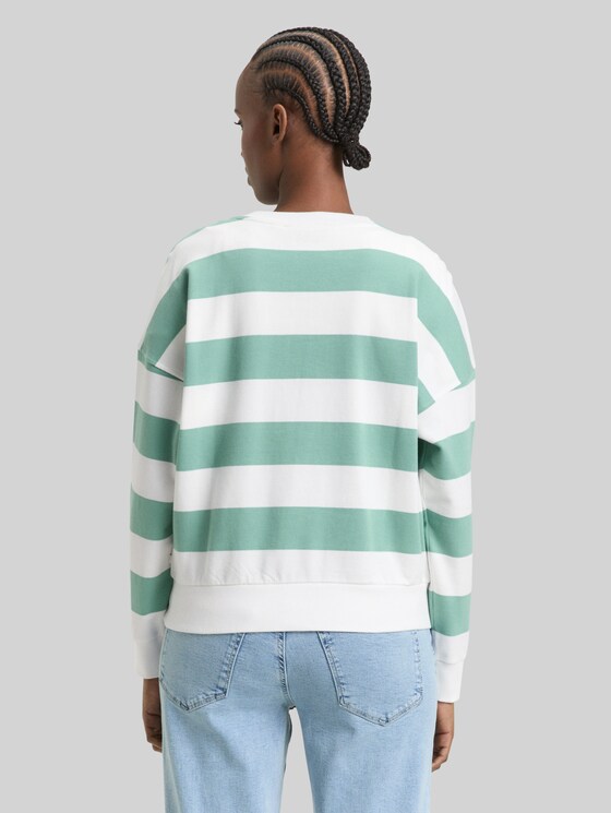 Loose fit sweatshirt - bleached green white stripe