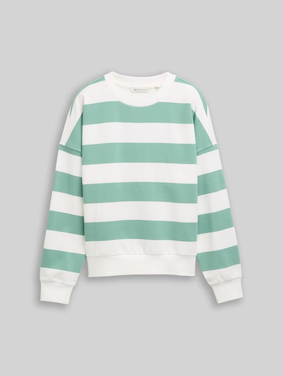 Loose fit sweatshirt - bleached green white stripe