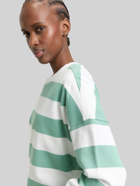 Loose fit sweatshirt - bleached green white stripe