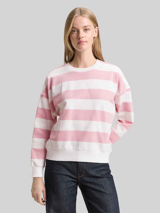 Loose fit sweatshirt - soft rose white stripe